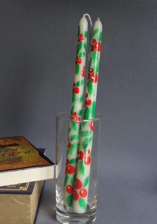 Ornament Taper candle – Handpainted & Scented